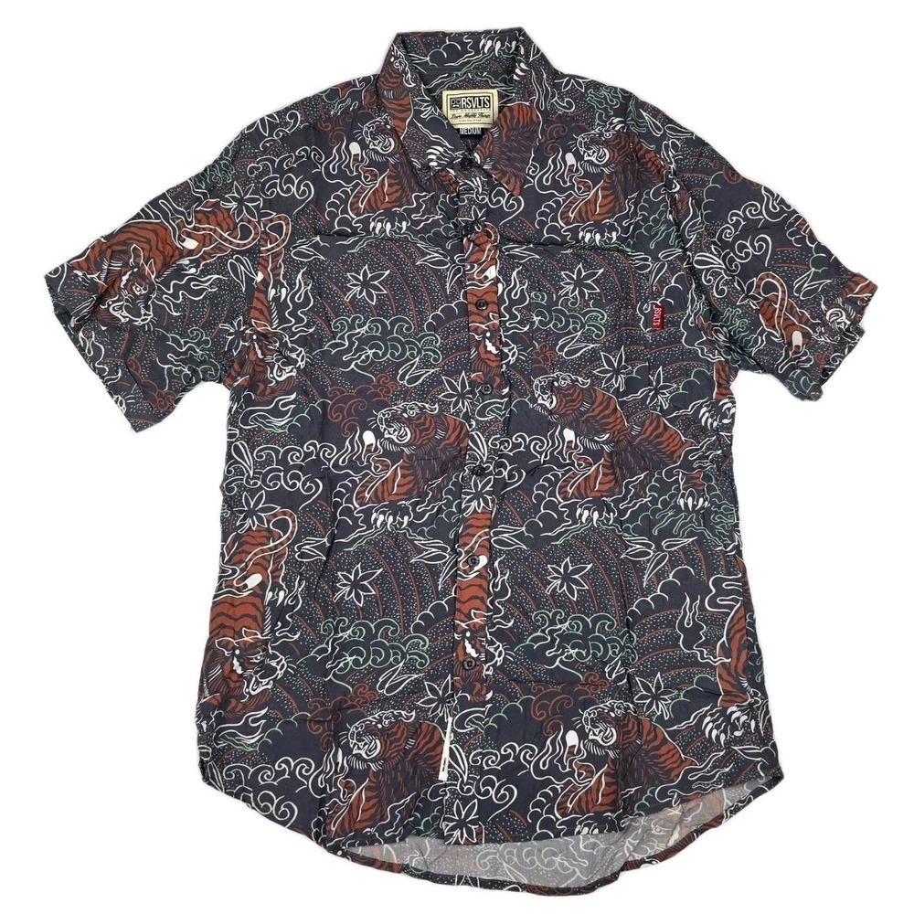 RSVLTS Roosevelts Tiger Style 100% Bamboo Short Sleeve Mens Medium Tiger Print